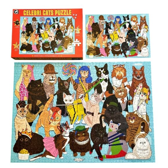 Celebri Cats 1000 Piece Jigsaw Puzzle with Poster Ginger Fox MINT - COMPLETE - Picture 2 of 12